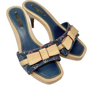 Louis Vuitton Monogram Bow Denim heels